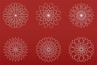 vektör mandala süsleme çiçek motifi etnik oryantal çizgi simgesi seti