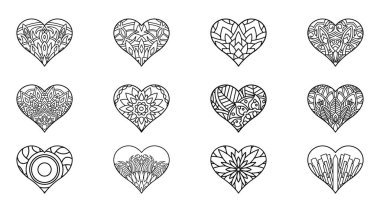 vektör karalama kalpleri ve aşk sembolleri seti