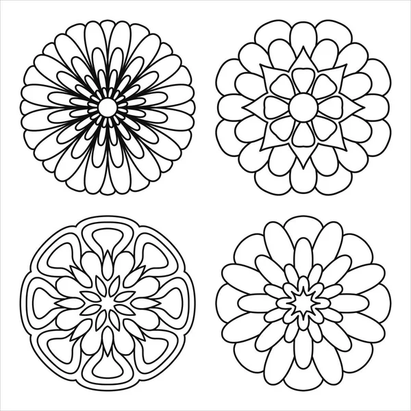 Set Fleur Mandala Vecteur Illustration — Image vectorielle