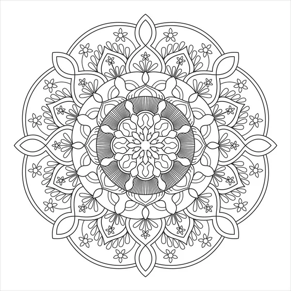 Vetor Mandala Decoração Ornamento Flor Motivo Étnico Oriental Linha Estilo — Vetor de Stock