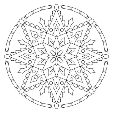 Vektör el karalama mandala. Boyama kitabı için stres önleyici boyama sayfası. Özet.