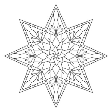 Vektör el karalama mandala. Boyama kitabı için stres önleyici boyama sayfası. Özet.