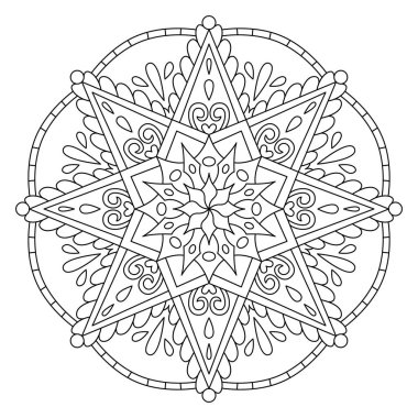 Vektör el karalama mandala. Boyama kitabı için stres önleyici boyama sayfası. Özet.