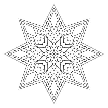 Vektör el karalama mandala. Boyama kitabı için stres önleyici boyama sayfası. Özet.