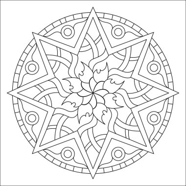 Vektör el karalama mandala. Boyama kitabı için stres önleyici boyama sayfası. Özet.