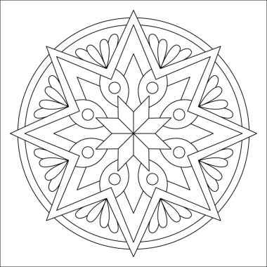 Vektör el karalama mandala. Boyama kitabı için stres önleyici boyama sayfası. Özet.