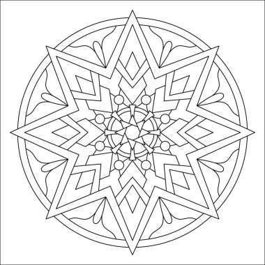 Vektör el karalama mandala. Boyama kitabı için stres önleyici boyama sayfası. Özet.