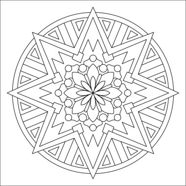 Vektör el karalama mandala. Boyama kitabı için stres önleyici boyama sayfası. Özet.