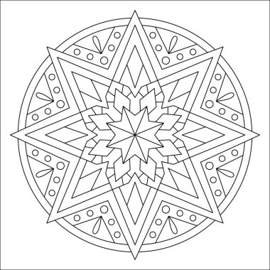 Vektör el karalama mandala. Boyama kitabı için stres önleyici boyama sayfası. Özet.