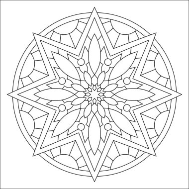 Vektör el karalama mandala. Boyama kitabı için stres önleyici boyama sayfası. Özet.