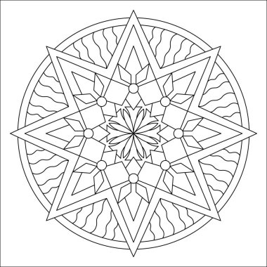 Vektör el karalama mandala. Boyama kitabı için stres önleyici boyama sayfası. Özet.
