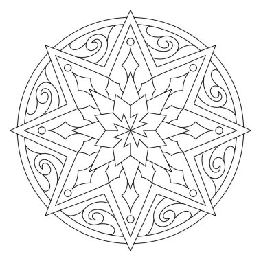 Vektör el karalama mandala. Boyama kitabı için stres önleyici boyama sayfası. Özet.