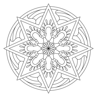 Vektör el karalama mandala. Boyama kitabı için stres önleyici boyama sayfası. Özet.