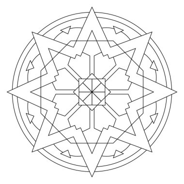 Vektör el karalama mandala. Boyama kitabı için stres önleyici boyama sayfası. Özet.