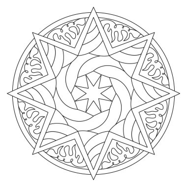 Vektör el karalama mandala. Boyama kitabı için stres önleyici boyama sayfası. Özet.