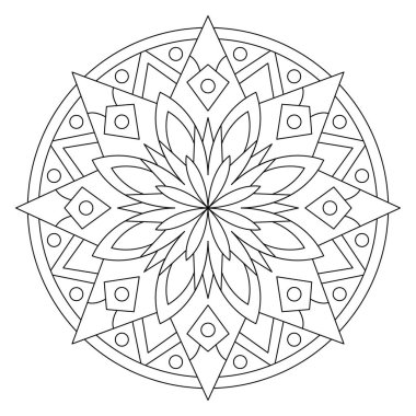 Vektör el karalama mandala. Boyama kitabı için stres önleyici boyama sayfası. Özet.