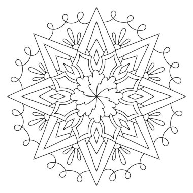 Vektör el karalama mandala. Boyama kitabı için stres önleyici boyama sayfası. Özet.