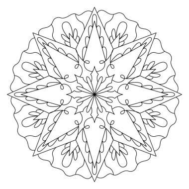 Vektör el karalama mandala. Boyama kitabı için stres önleyici boyama sayfası. Özet.