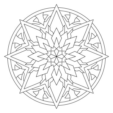 Vektör el karalama mandala. Boyama kitabı için stres önleyici boyama sayfası. Özet.