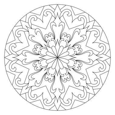 Vektör el karalama mandala. Boyama kitabı için stres önleyici boyama sayfası. Özet.