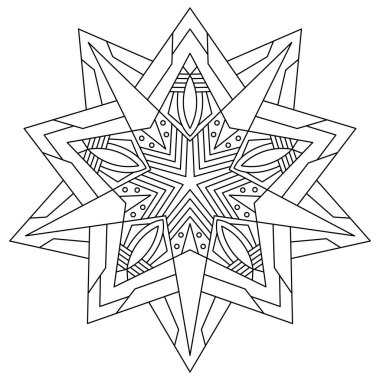 Vektör el karalama mandala. Boyama kitabı için stres önleyici boyama sayfası. Özet.