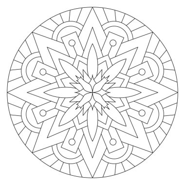 Vektör el karalama mandala. Boyama kitabı için stres önleyici boyama sayfası. Özet.