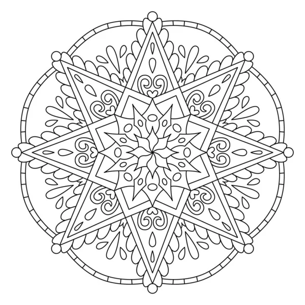 Vector Hand Drawn Doodle Mandala Coloring Stress Page Coloring Book — Stock Vector