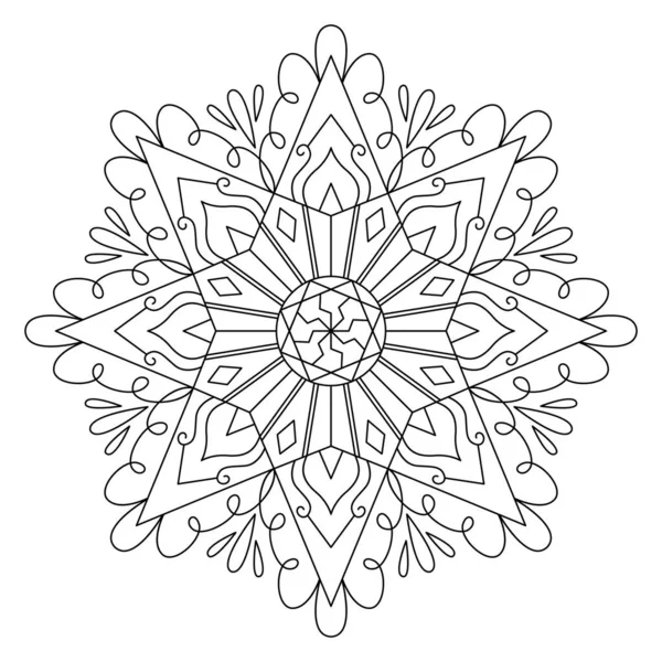 Vektor Kézzel Rajzolt Firka Mandala Színezés Stressz Oldal Kifestőkönyv Vázlat — Stock Vector