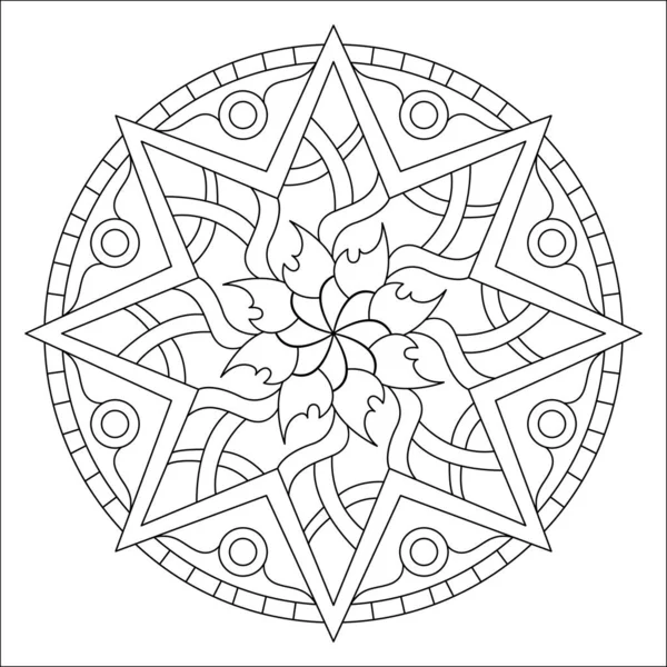 Vector Mão Desenhada Mandala Doodle Colorir Página Stress Para Colorir — Vetor de Stock