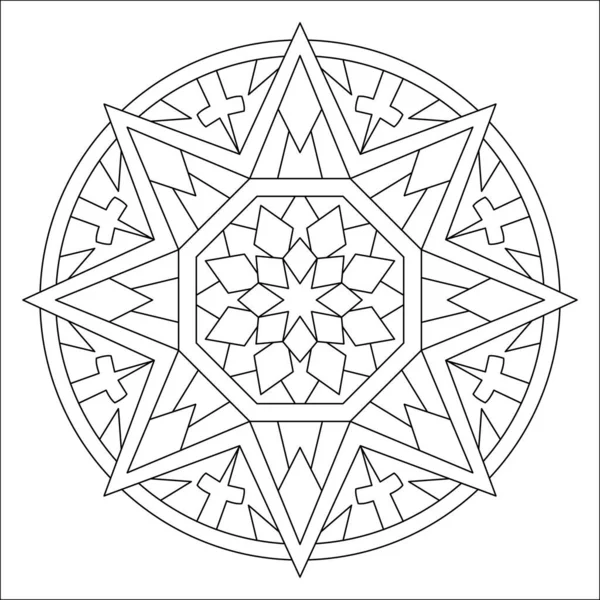 Vektör el karalama mandala. Boyama kitabı için stres önleyici boyama sayfası. Özet.