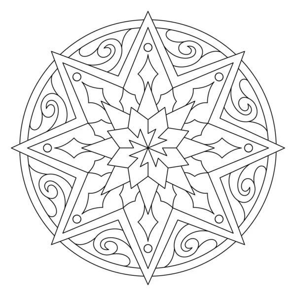 Vektör el karalama mandala. Boyama kitabı için stres önleyici boyama sayfası. Özet.