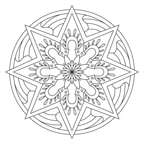 Vektör el karalama mandala. Boyama kitabı için stres önleyici boyama sayfası. Özet.