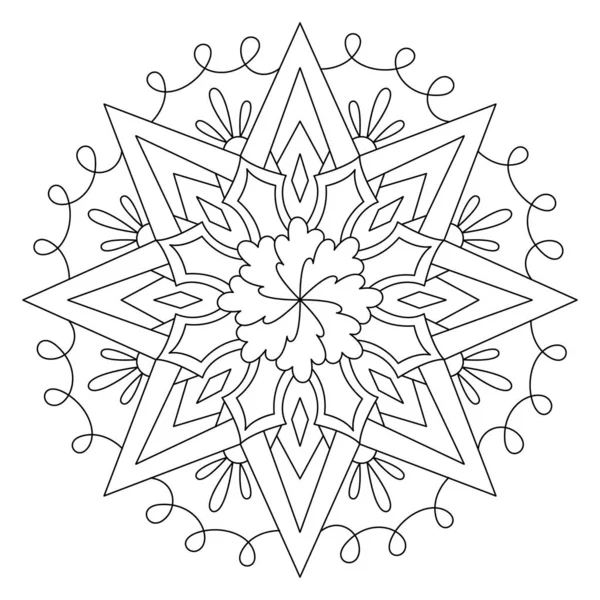 Vektor Kézzel Rajzolt Firka Mandala Színezés Stressz Oldal Kifestőkönyv Vázlat — Stock Vector