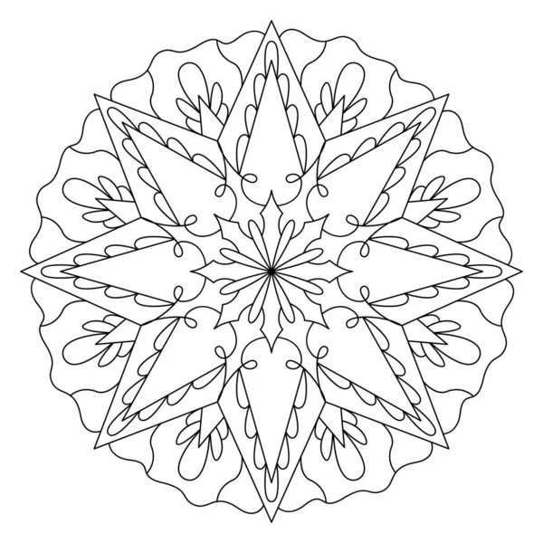 Vector Hand Drawn Doodle Mandala Coloring Stress Page Coloring Book — Stock Vector