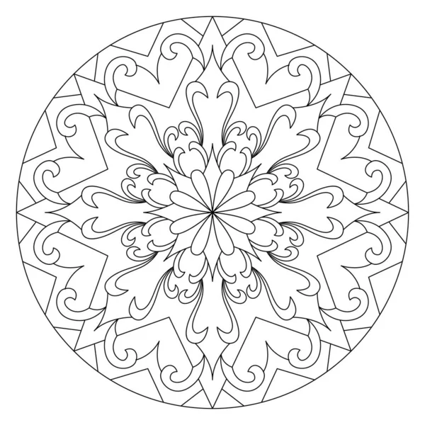 Vektör el karalama mandala. Boyama kitabı için stres önleyici boyama sayfası. Özet.