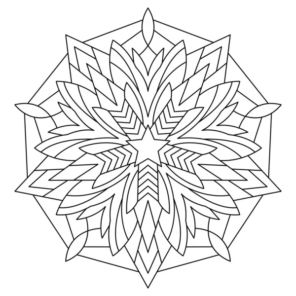 Mandala Boyama Kitabı Sayfası Vektör Çizimi Yıldız Mandala Tasarımı — Stok Vektör