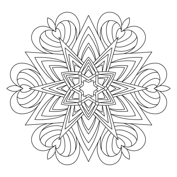 Mandala Página Livro Colorir Ilustração Vetorial Design Mandala Estrela — Vetor de Stock
