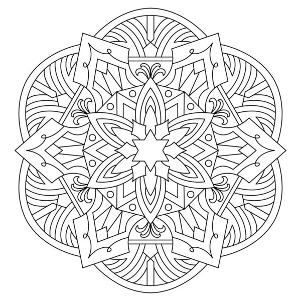 Mandala Página Livro Colorir Ilustração Vetorial Design Mandala Estrela — Vetor de Stock