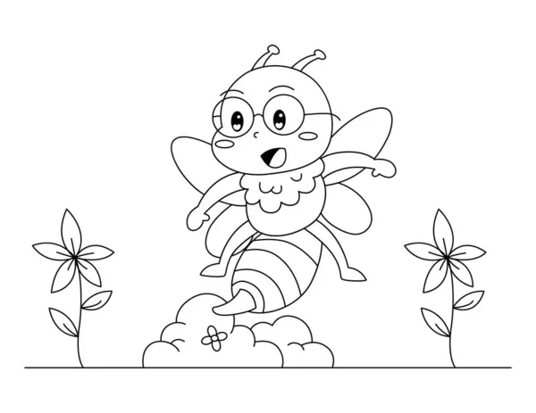 Słodkie Trochę Pszczoły Białym Tle — Wektor stockowy