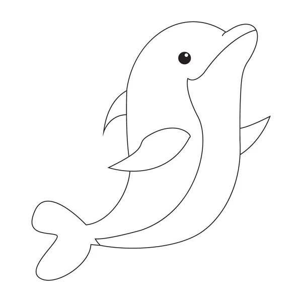 Cute Dolphin Icon Outline Illustration Whale Vector Symbol Isolated White — Stock Vector