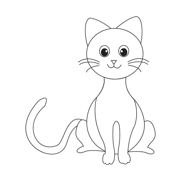 Cute Cat Black Eyes Vector Illustration — Stock Vector