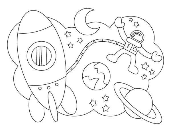 Astronaut Karikatura Měsícem Prostorem Pro Váš Design — Stockový vektor
