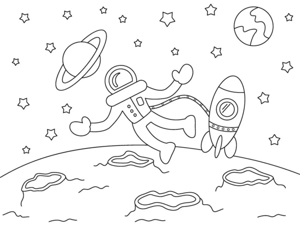 Astronaut Coloring Page Kids —  Vetores de Stock