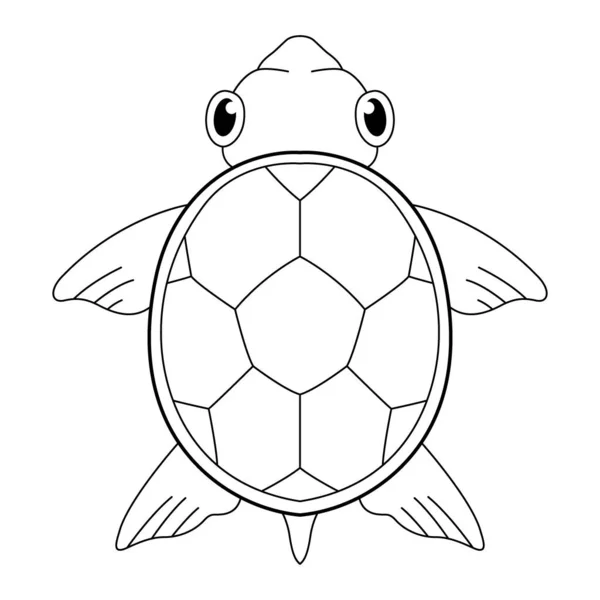 Coloring Page Turtle Animal Black White Cute Hand Drawn Doodle — Wektor stockowy