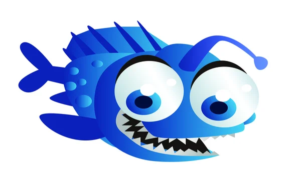 Caricature de poisson bleu — Image vectorielle