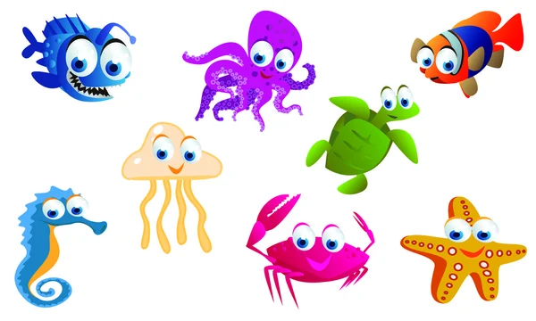 Sea animal set — Stock Vector