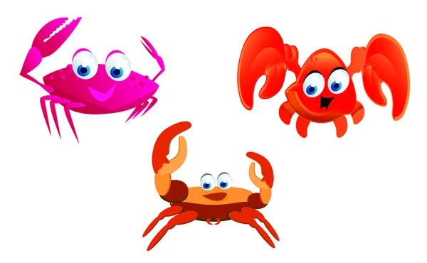 Cangrejos de dibujos animados — Vector de stock