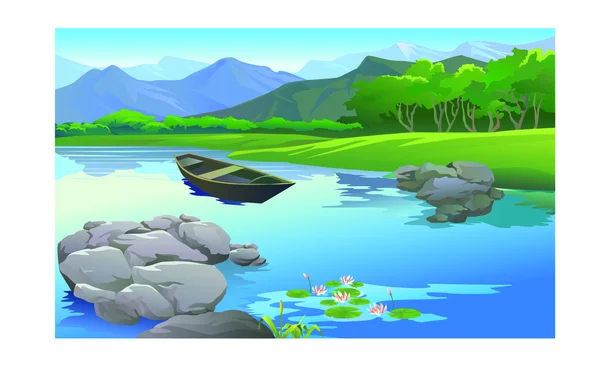 Beautiful landscape in the lake — Stock Vector