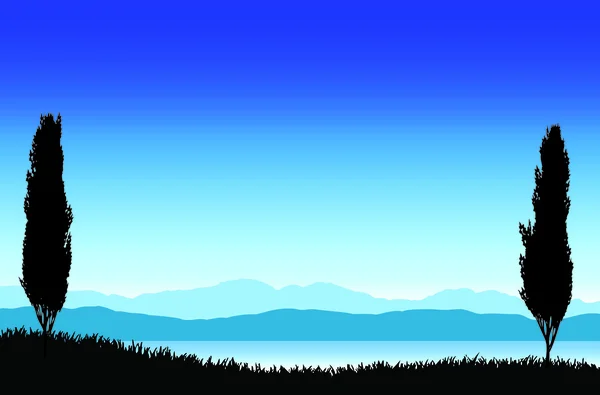 Hermoso paisaje con árboles — Vector de stock