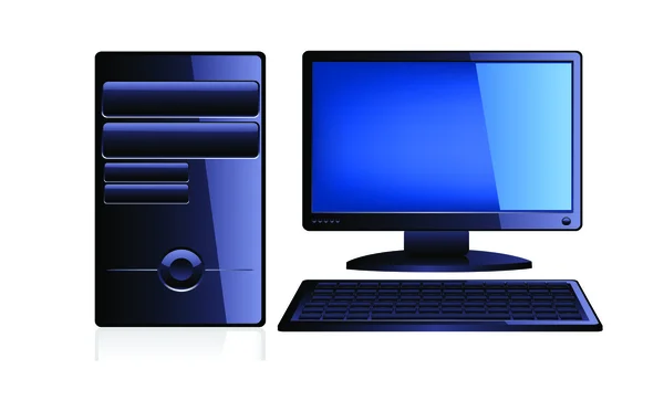 Ordenador con monitor y teclado — Vector de stock